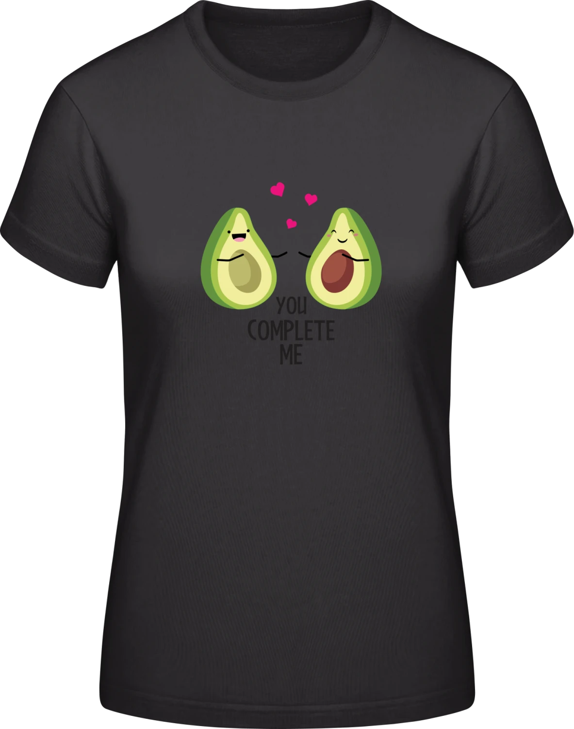 You Complete Me Avocados - Black #E190 women T-Shirt - Front