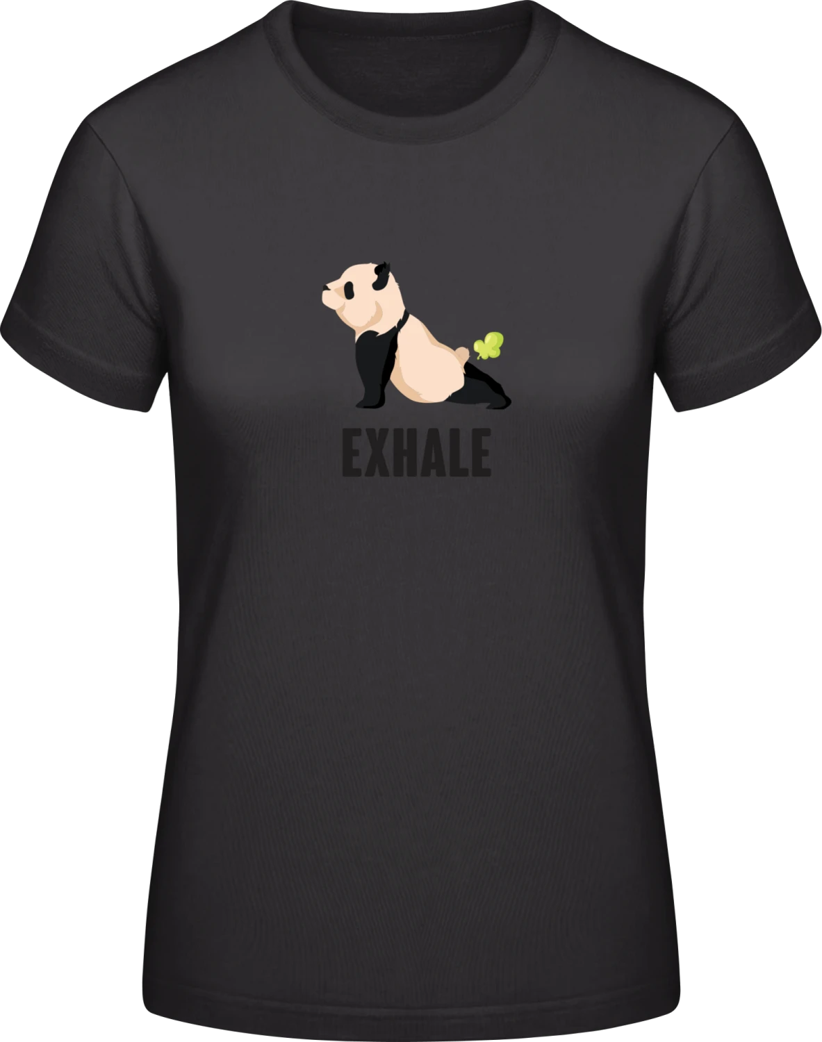 Panda Exhale Yoga - Black #E190 women T-Shirt - Front