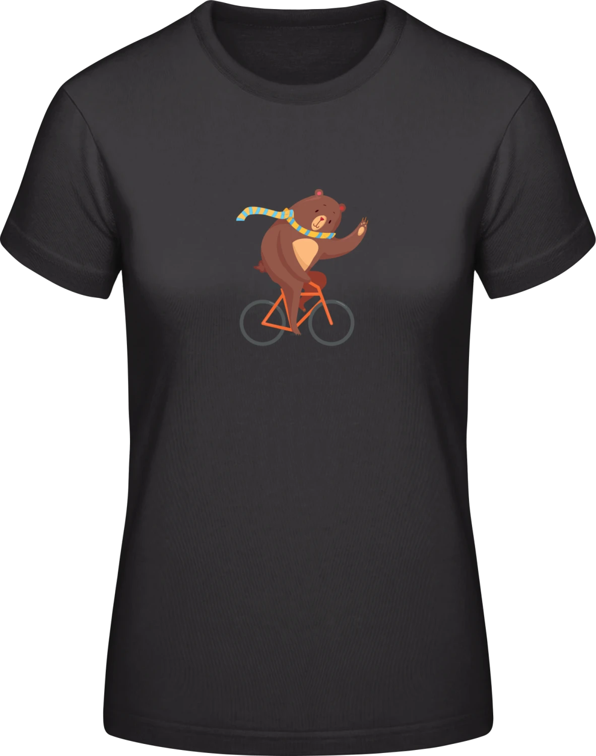 Bear On A Bike - Black #E190 women T-Shirt - Front