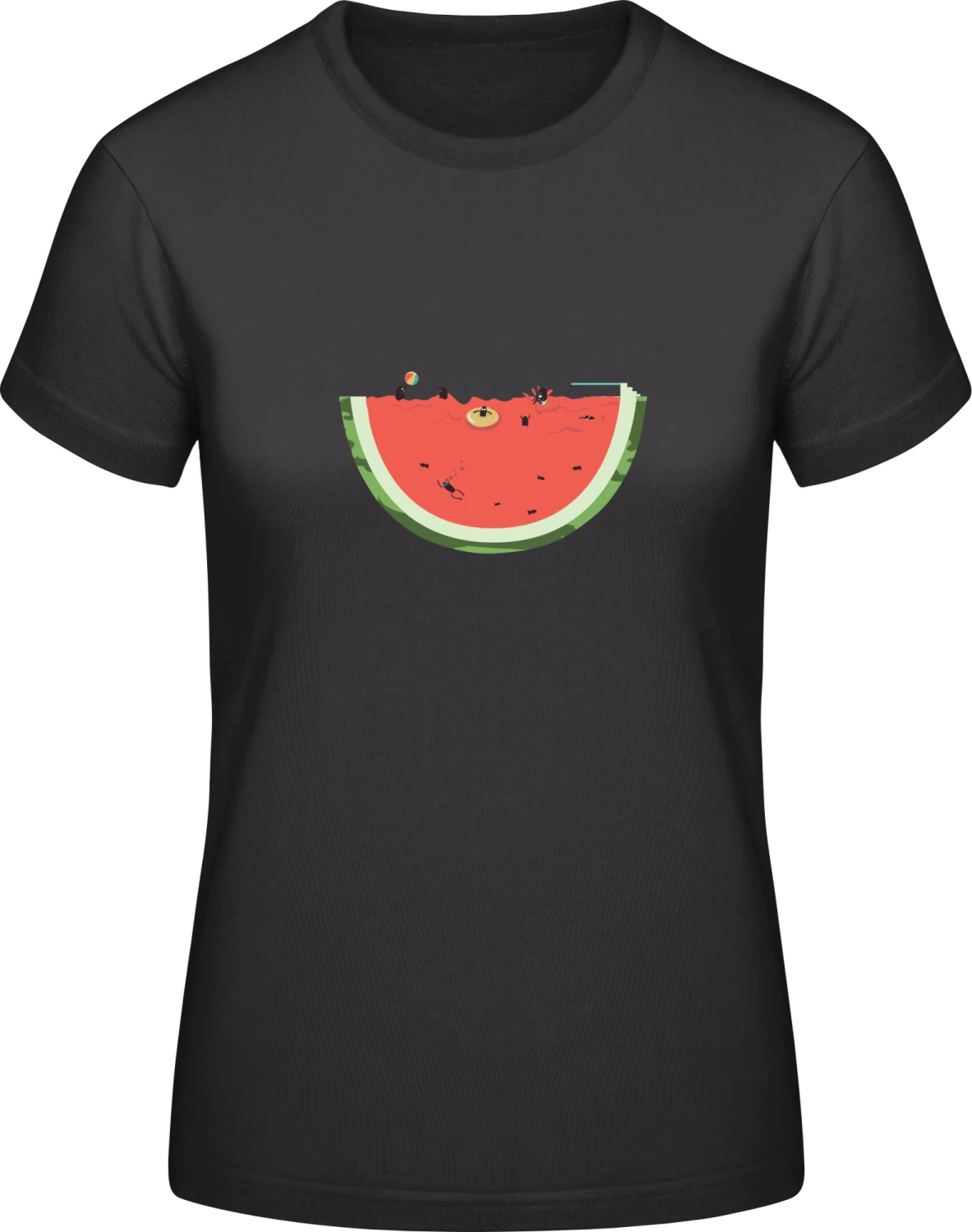 Watermelon Pool Party - Black #E190 women T-Shirt - Front