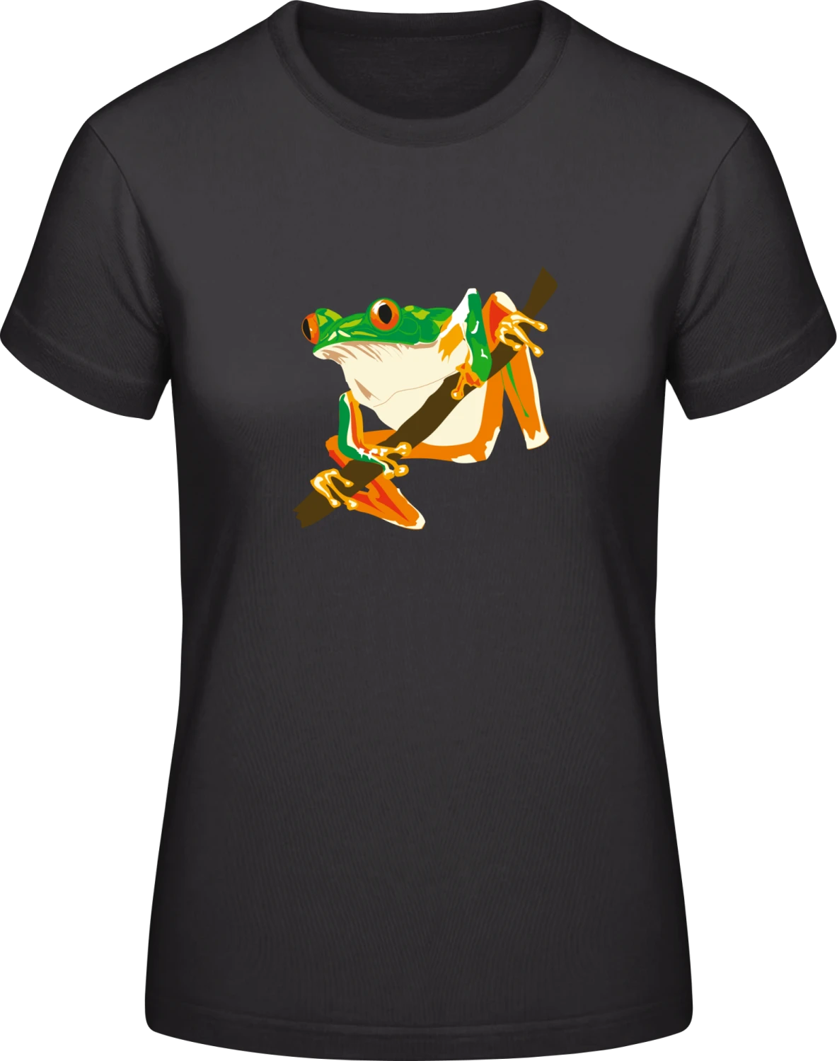 Red Eyed Tree Frog On The Tree - Black #E190 women T-Shirt - Front