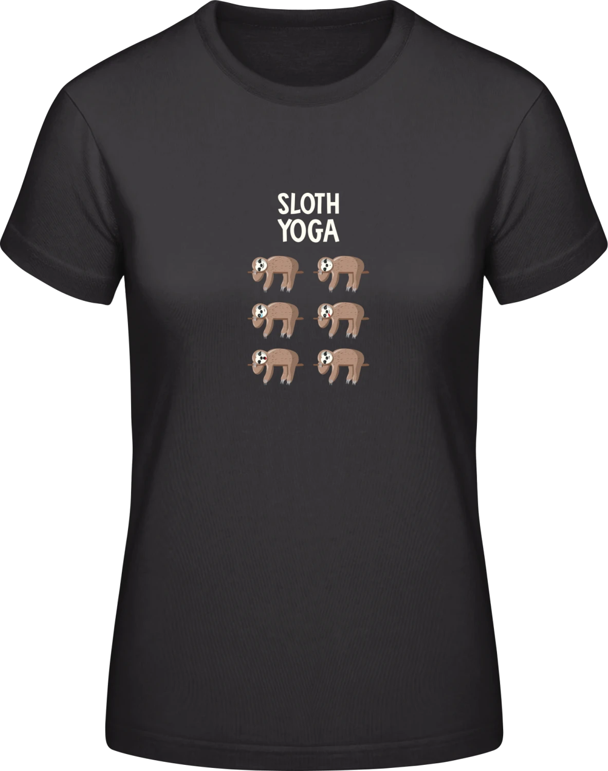 Sloth Yoga Moves - Black #E190 women T-Shirt - Front