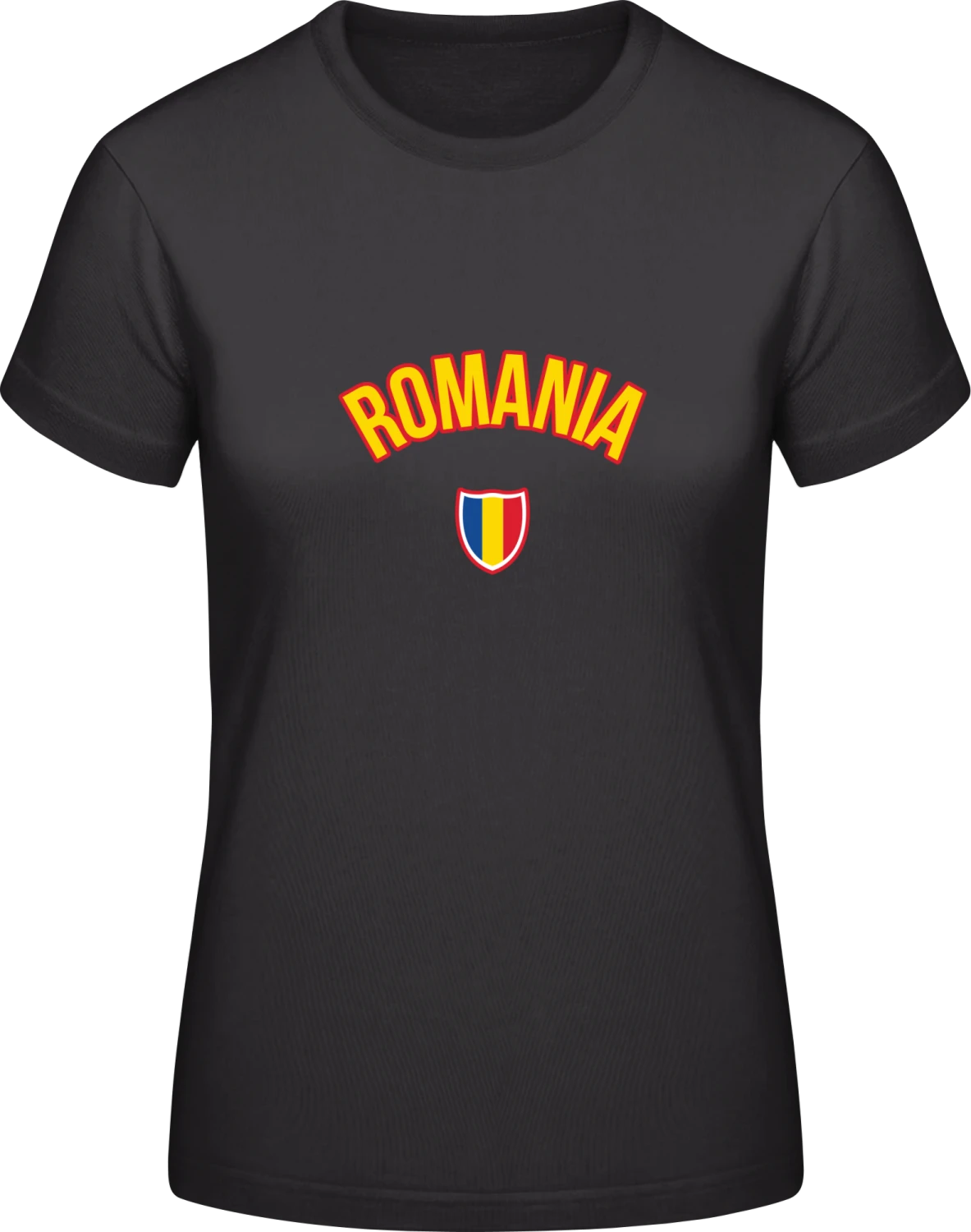 ROMANIA Fotbal Fan - Black #E190 women T-Shirt - Front