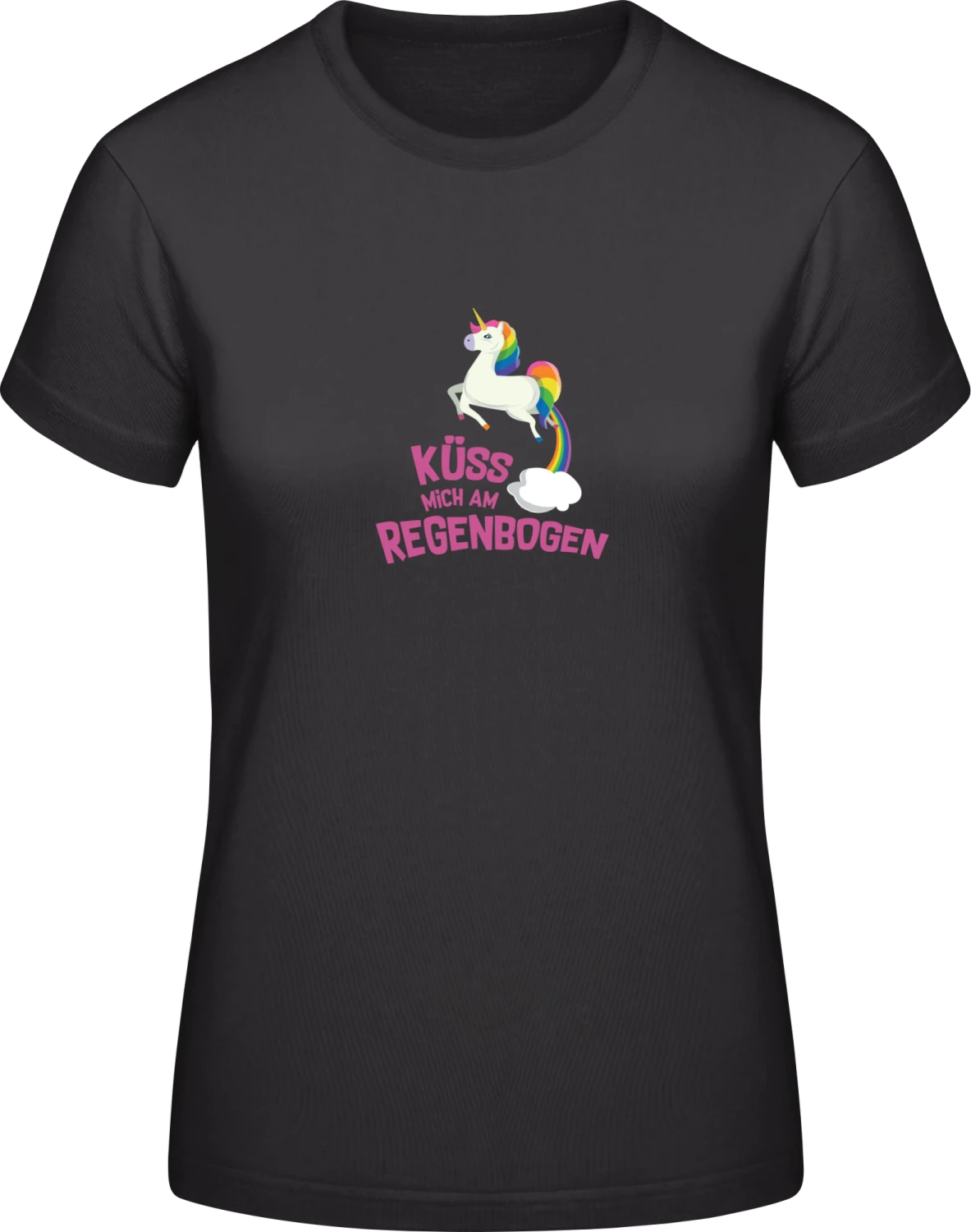 Küss mich am Regenbogen - Black #E190 women T-Shirt - Front