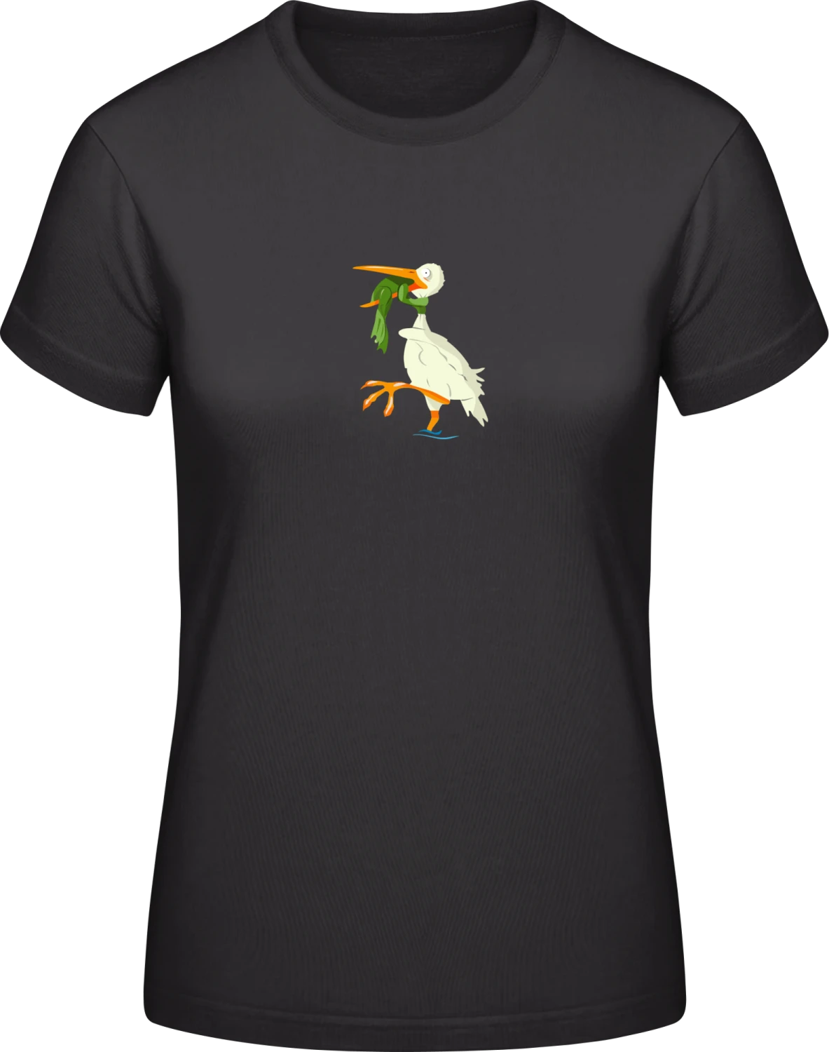 Frog and Stork - Black #E190 women T-Shirt - Front