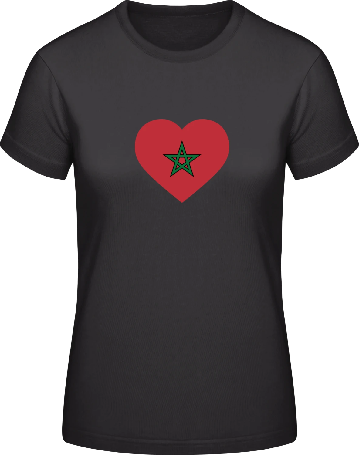 Morocco Heart Flag - Black #E190 women T-Shirt - Front