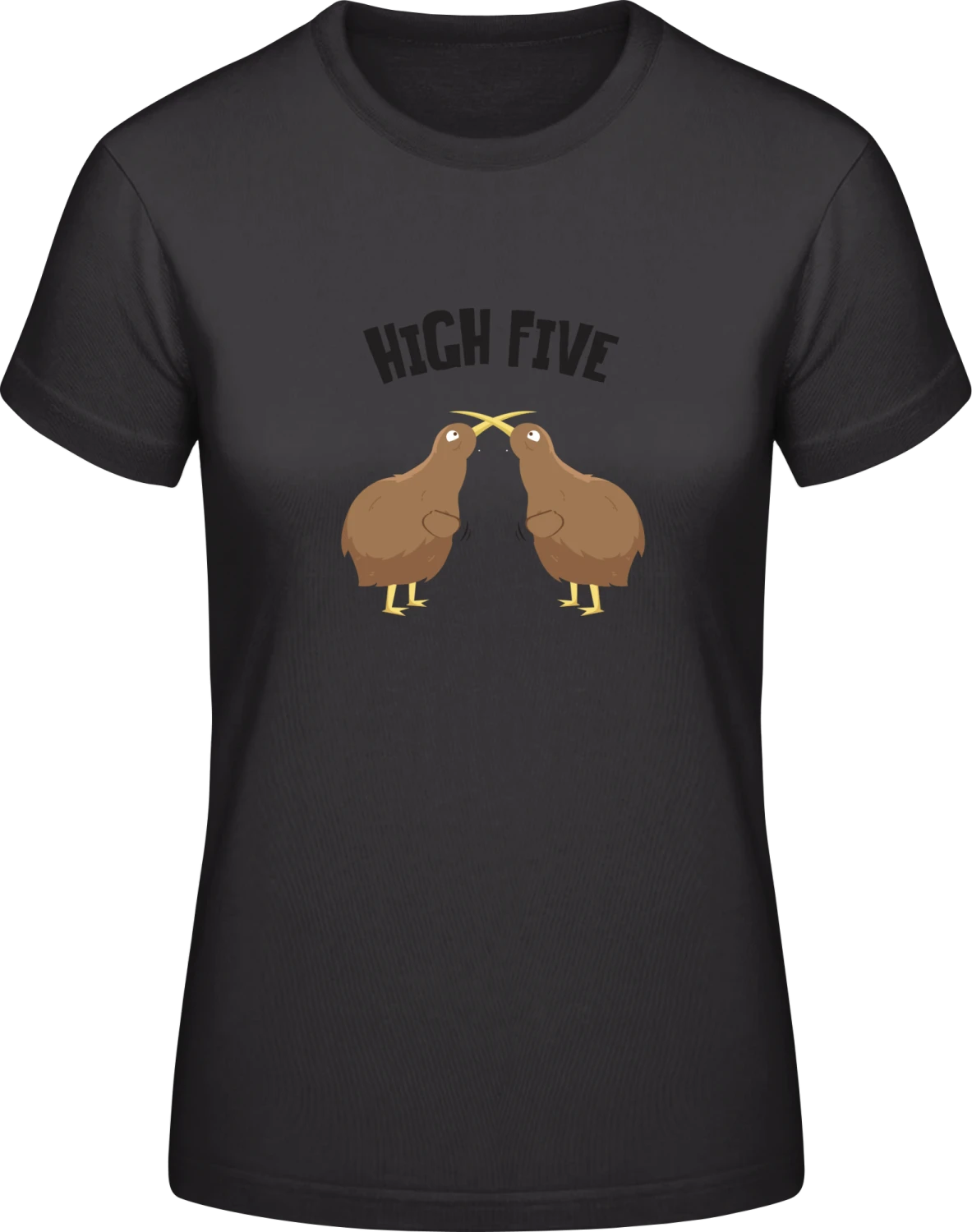 High Five Kiwi Bird - Black #E190 women T-Shirt - Front