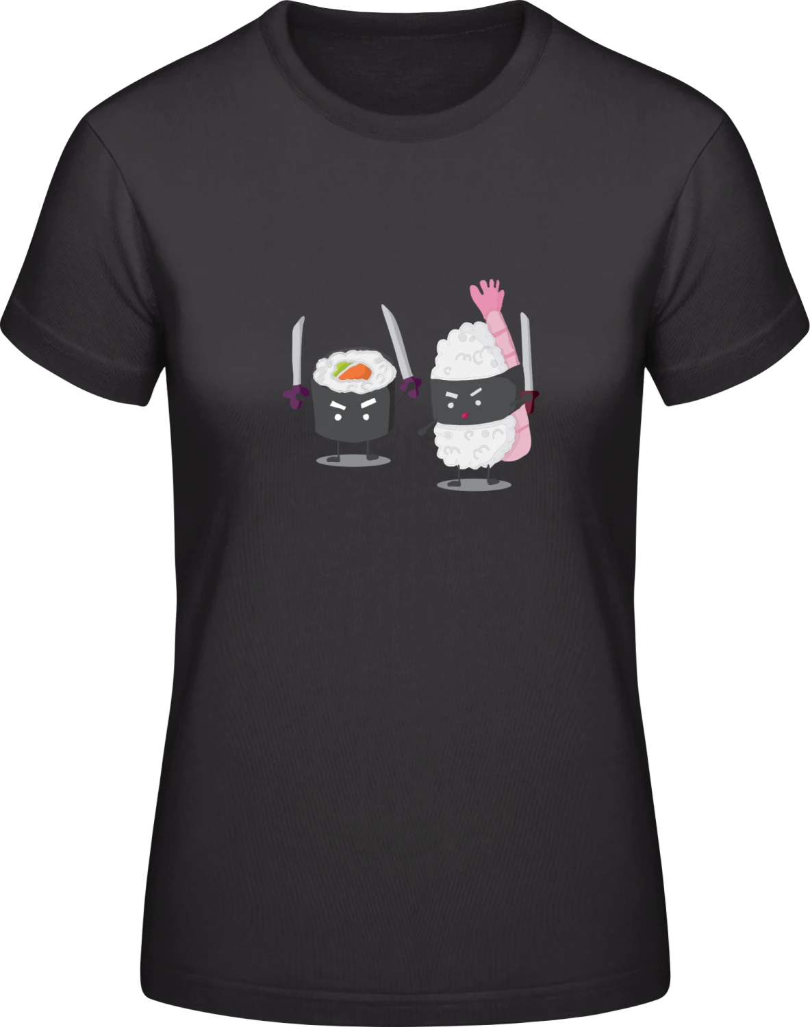 Sushi Ninjas - Black #E190 women T-Shirt - Front