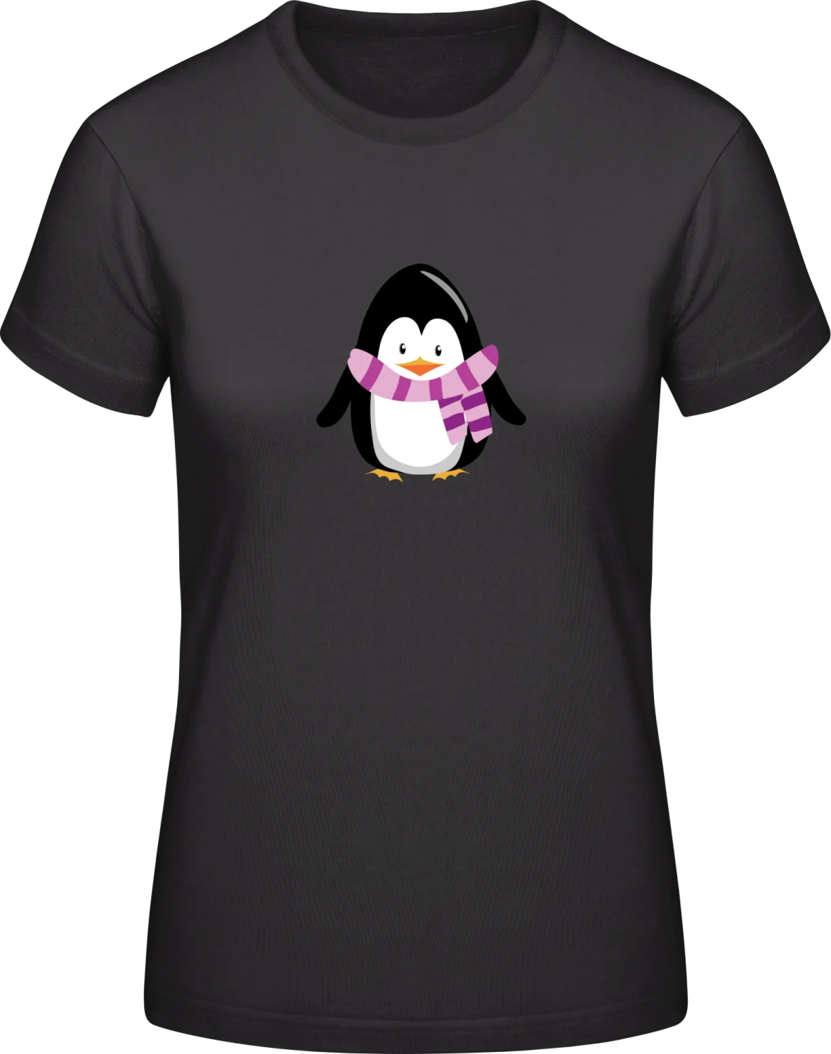 Penguin Freezing - Black #E190 women T-Shirt - Front