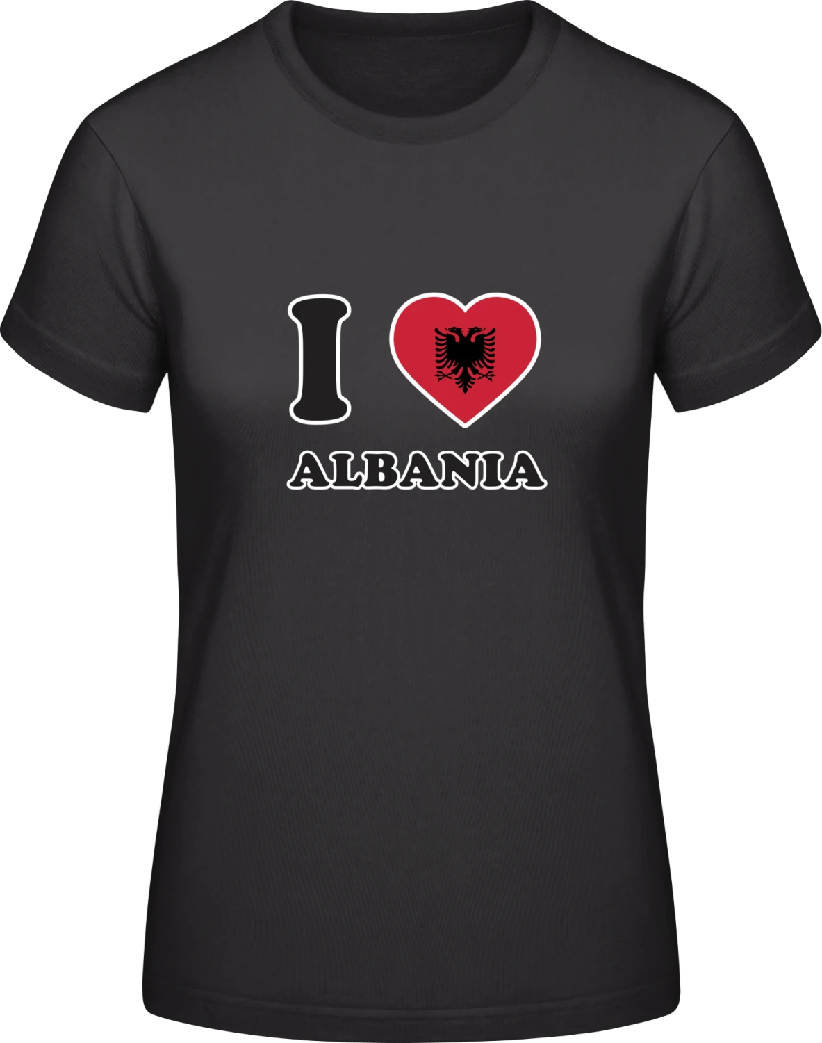 I Love Albania - Black #E190 women T-Shirt - Front