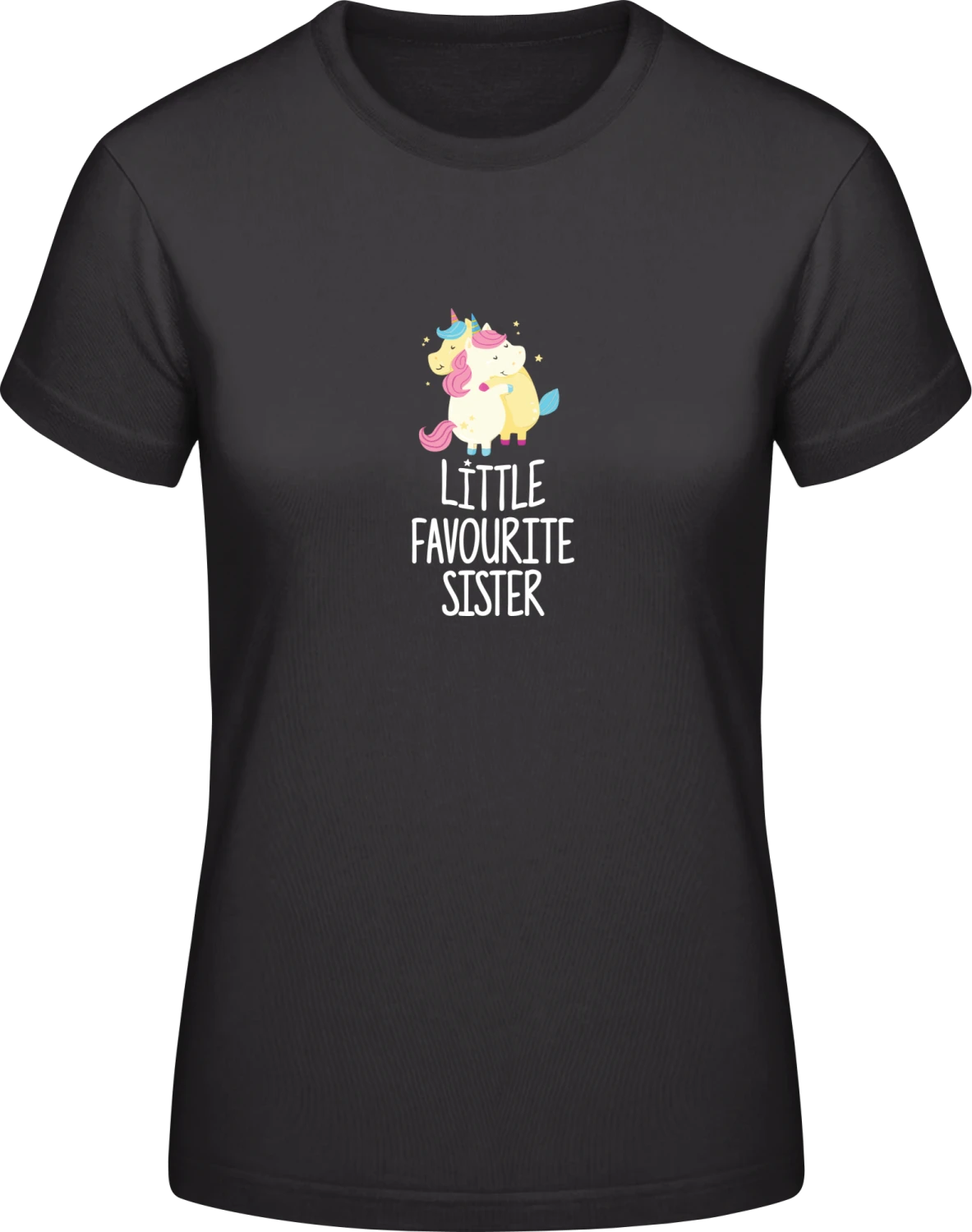 Little Favourite Sister Unicorn - Black #E190 women T-Shirt - Front