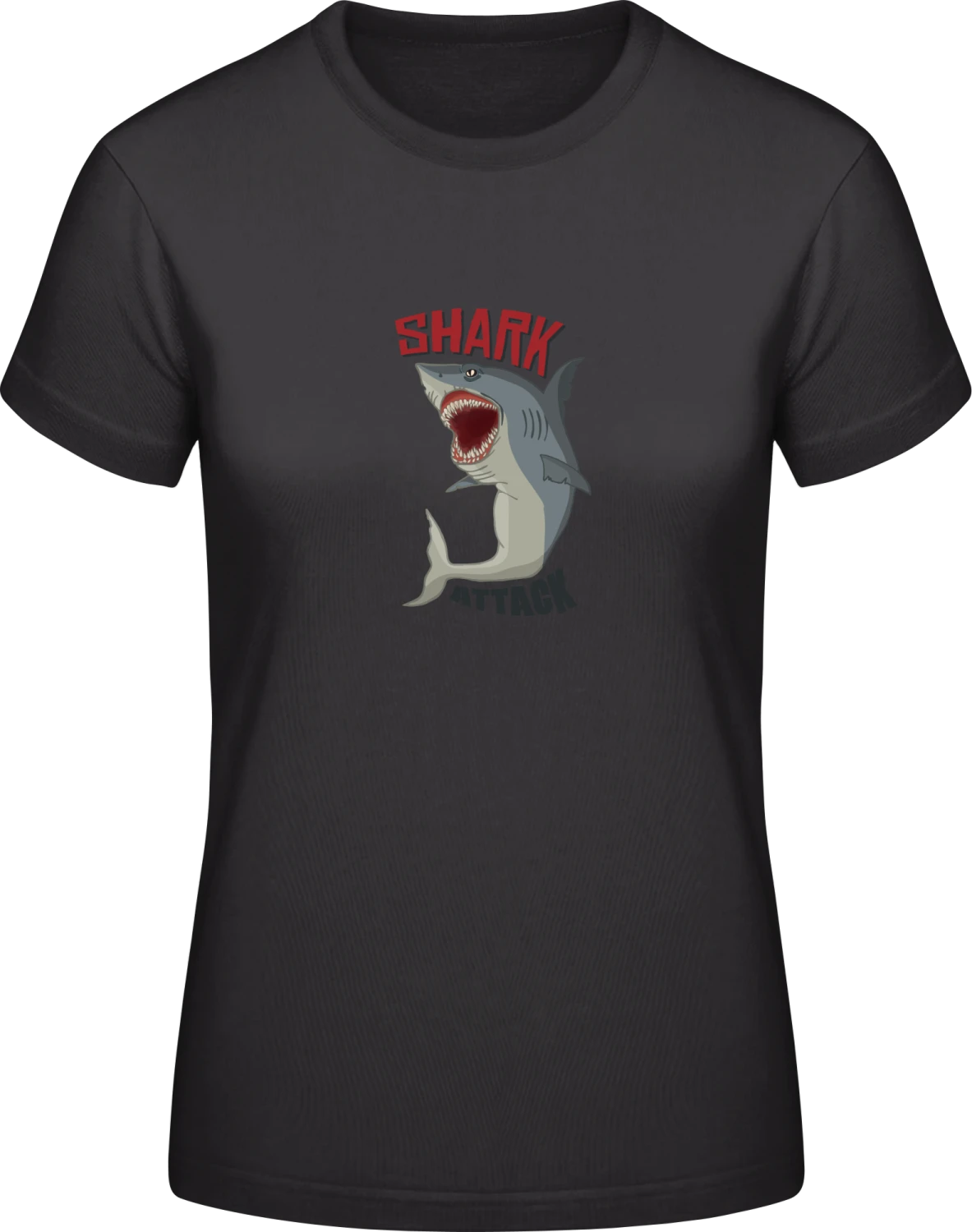 Shark Attack Scarry - Black #E190 women T-Shirt - Front