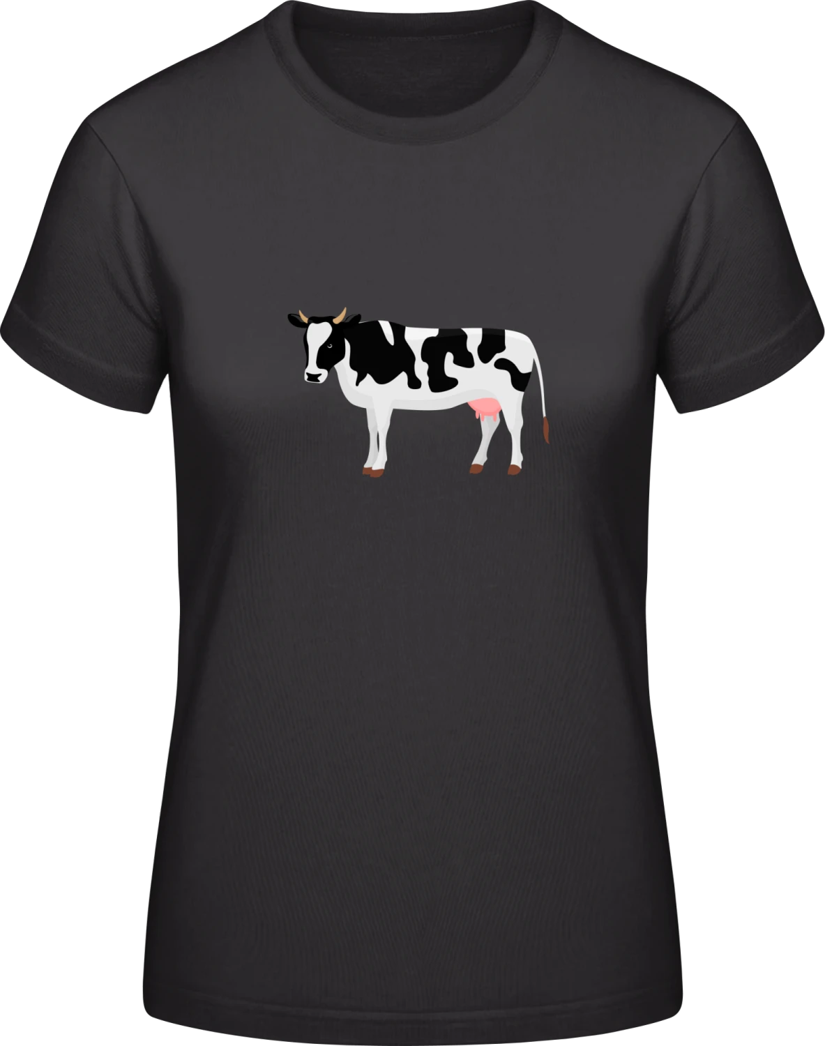 Cow Illu - Black #E190 women T-Shirt - Front