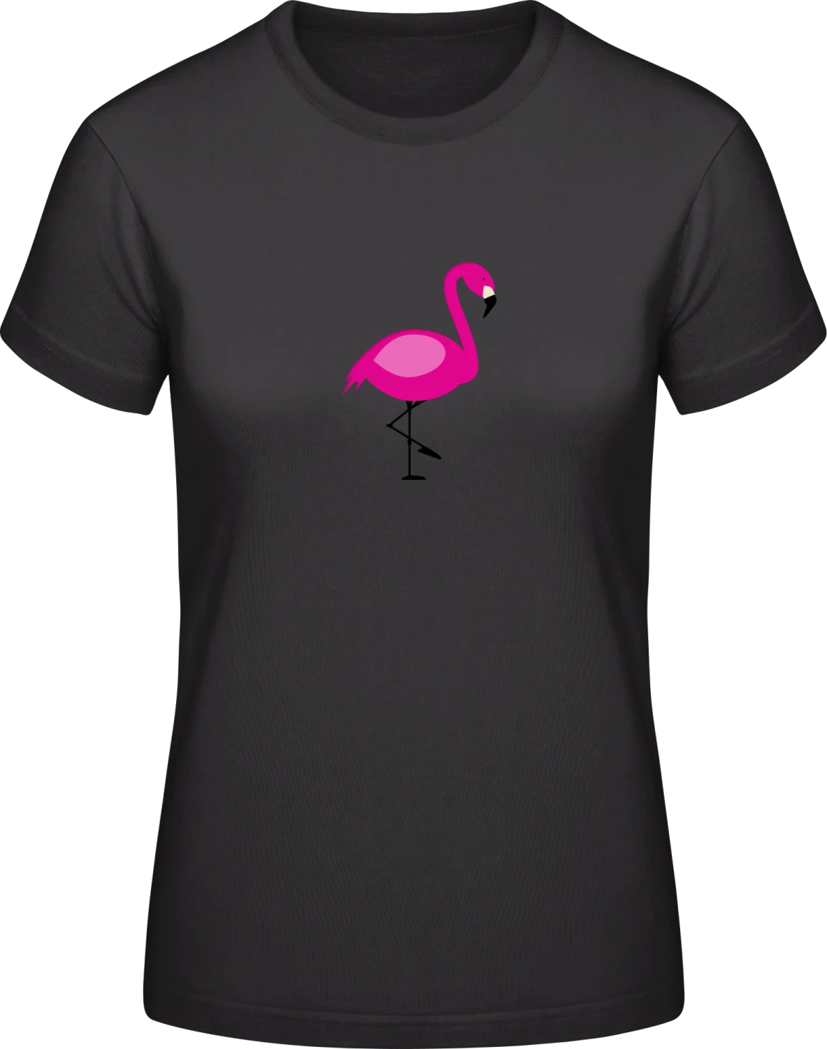 Pink Flamingo Illustration - Black #E190 women T-Shirt - Front