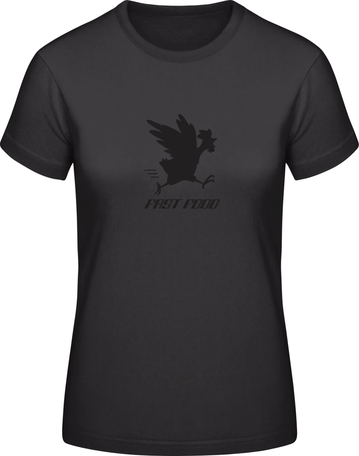 Fast Food Hen Chicken - Black #E190 women T-Shirt - Front