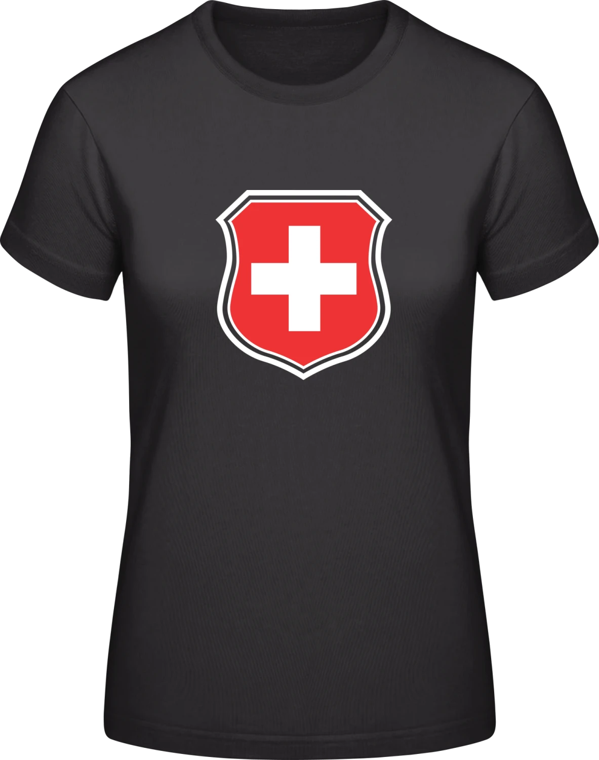 Switzerland Emblem - Black #E190 women T-Shirt - Front