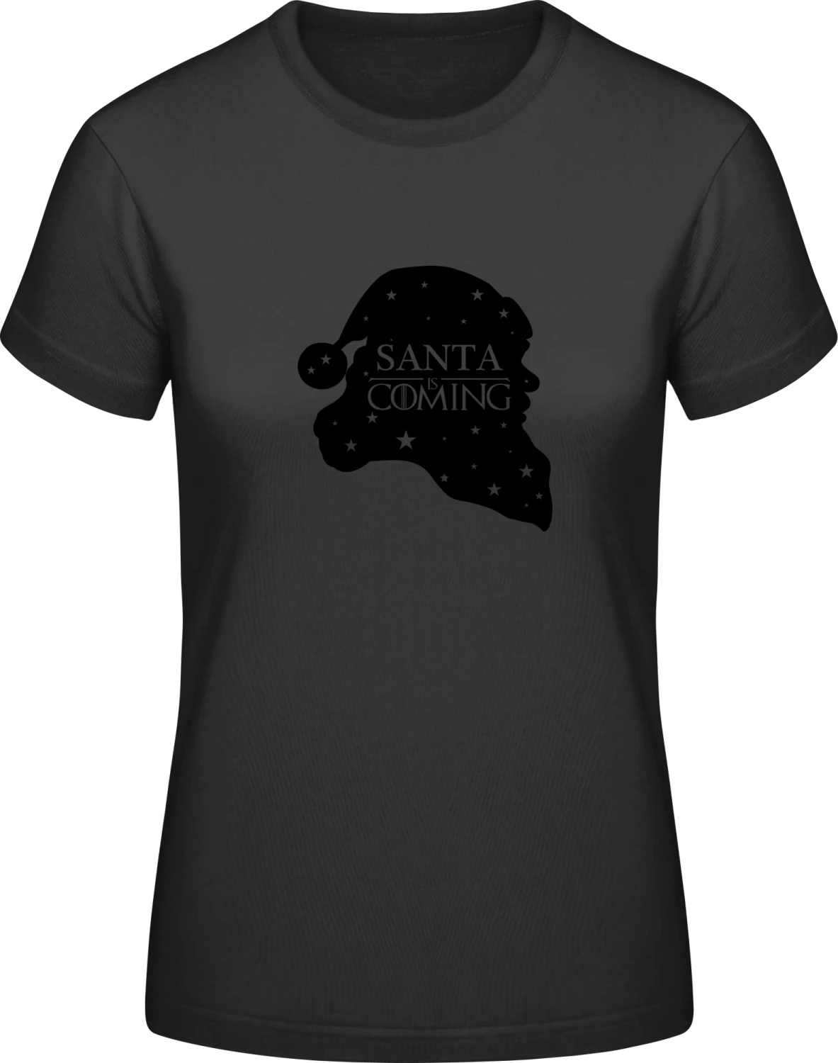 Santa Is Coming - Black #E190 women T-Shirt - Front