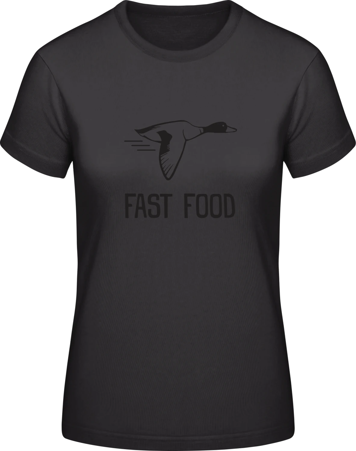 Fast Food Duck - Black #E190 women T-Shirt - Front