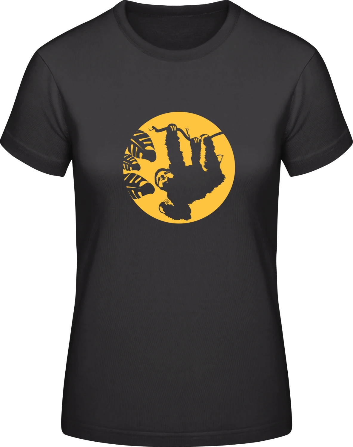 Sloth In Moonlight - Black #E190 women T-Shirt - Front