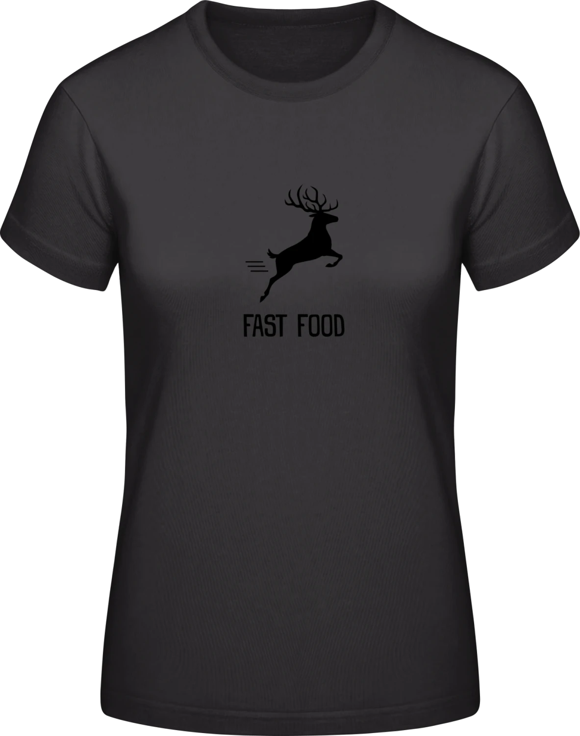 Fast Food Deer - Black #E190 women T-Shirt - Front