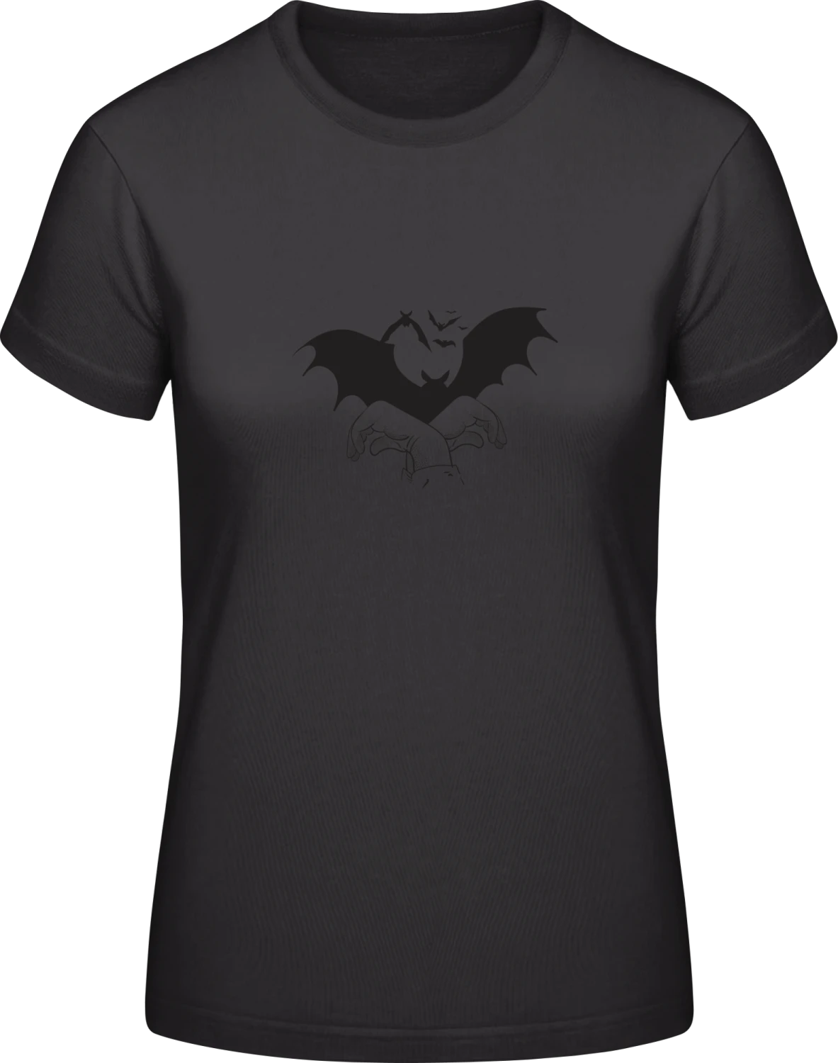 Bats Hand Shadow - Black #E190 women T-Shirt - Front