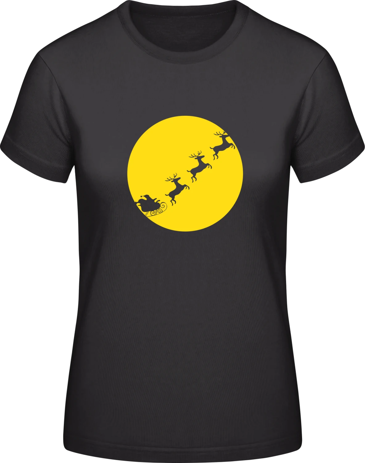 Santa In Moonlight - Black #E190 women T-Shirt - Front