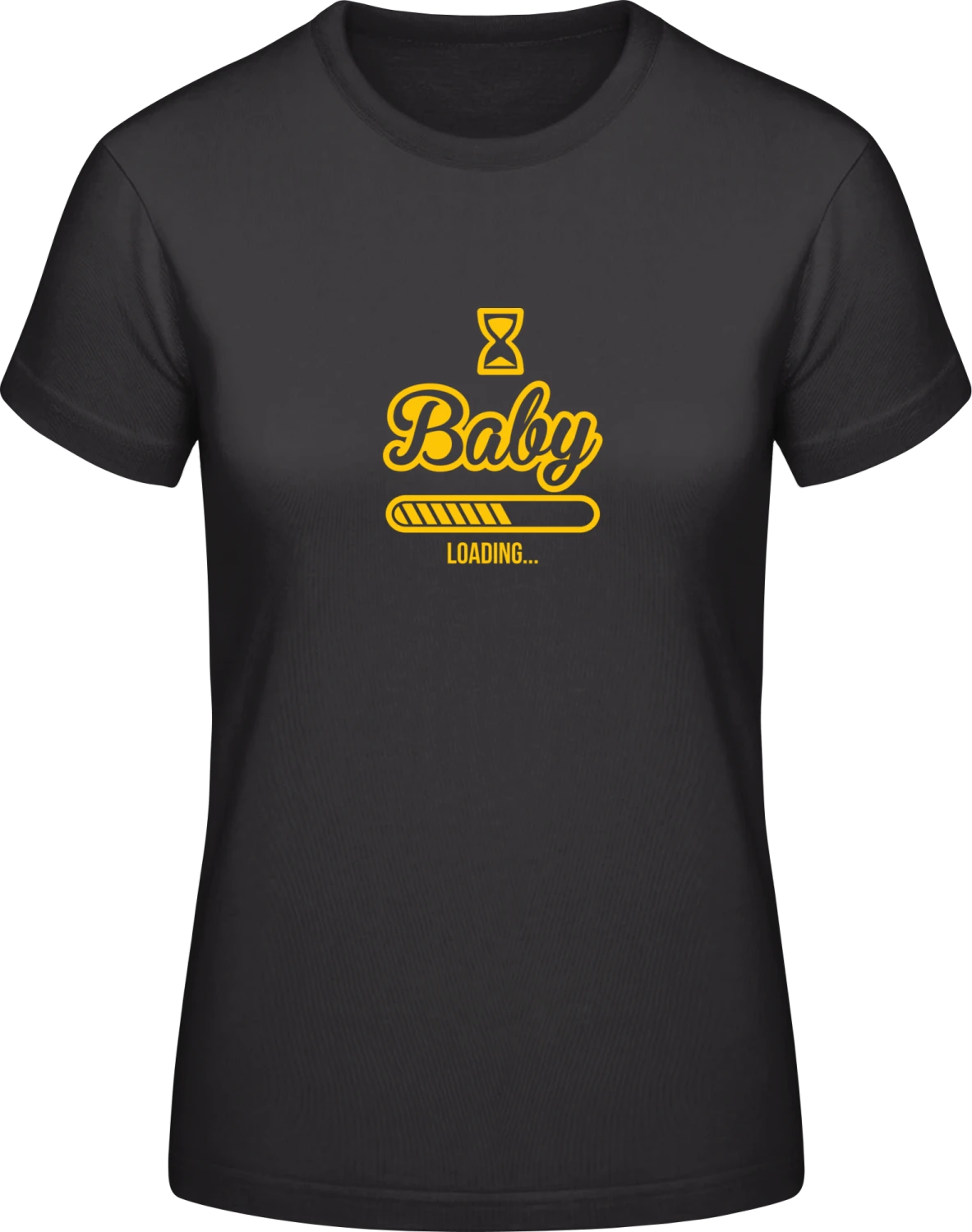 Baby Loading... - Black #E190 women T-Shirt - Front