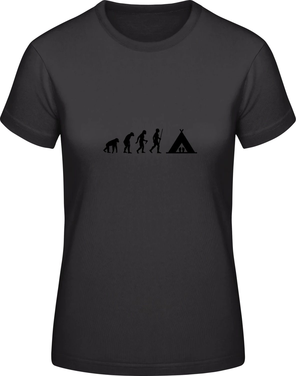 Evolution Of Camping - Black #E190 women T-Shirt - Front