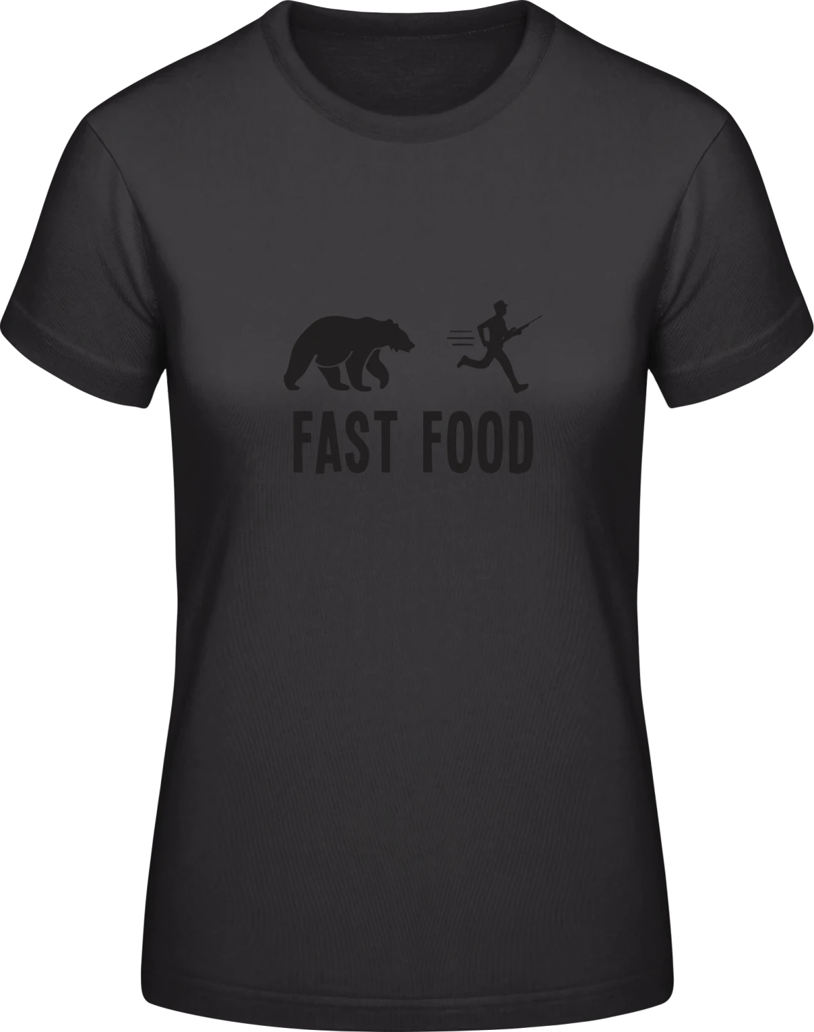 Fast Food Hunter - Black #E190 women T-Shirt - Front