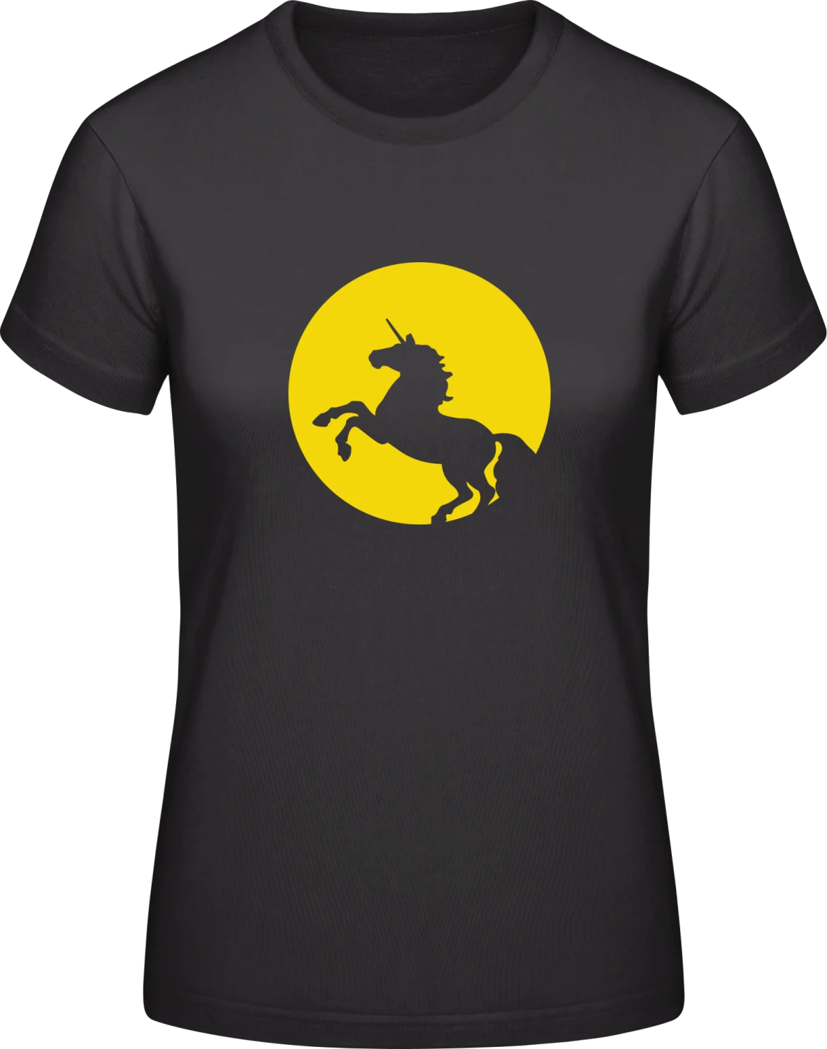 Unicorn Moonlight Shining - Black #E190 women T-Shirt - Front