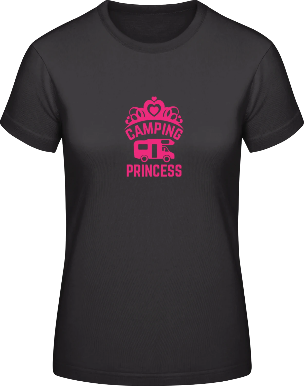 Camping Princess - Black #E190 women T-Shirt - Front