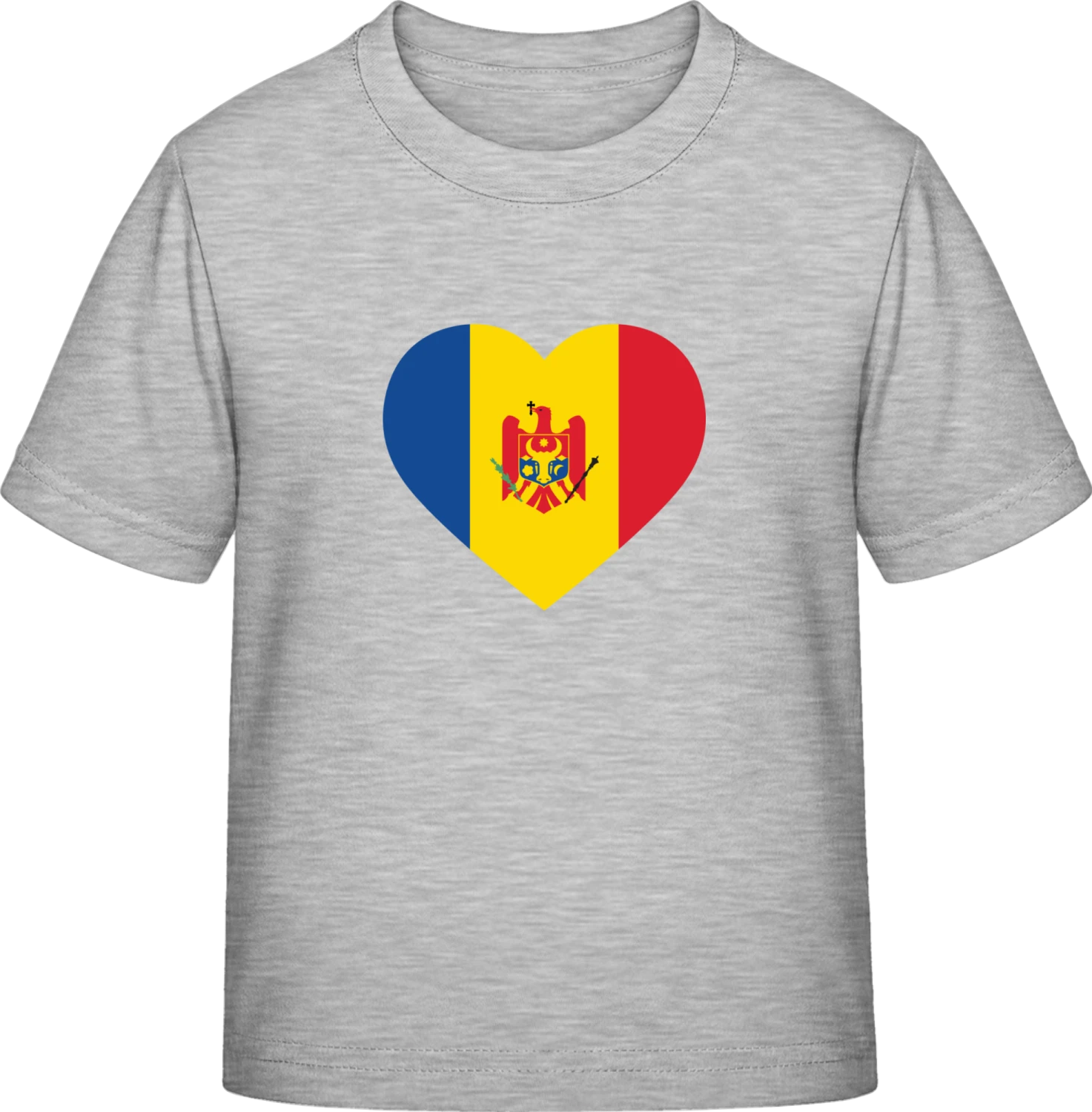 Moldova Heart Flag - Sky Grey Exact 190 Kids - Front