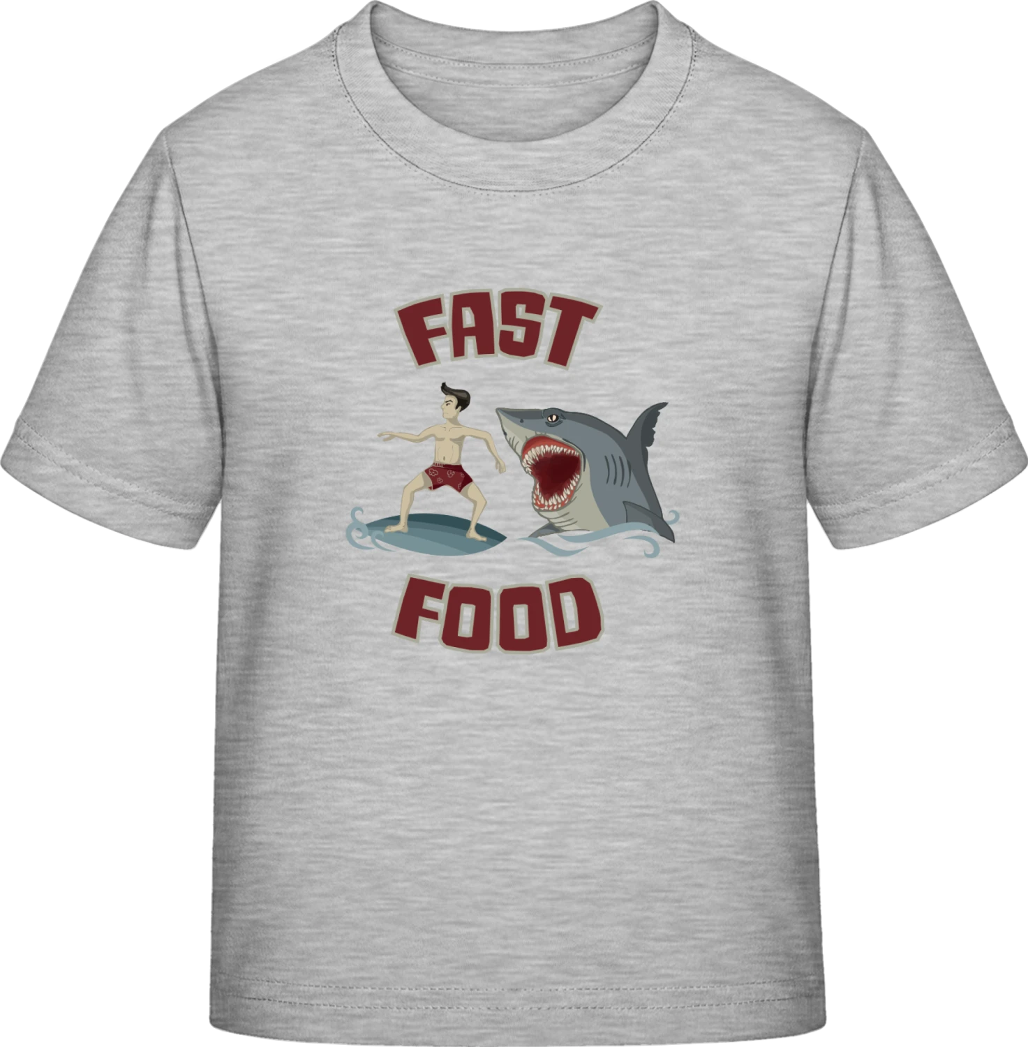 Fast Food Surfer vs Shark - Sky Grey Exact 190 Kids - Front