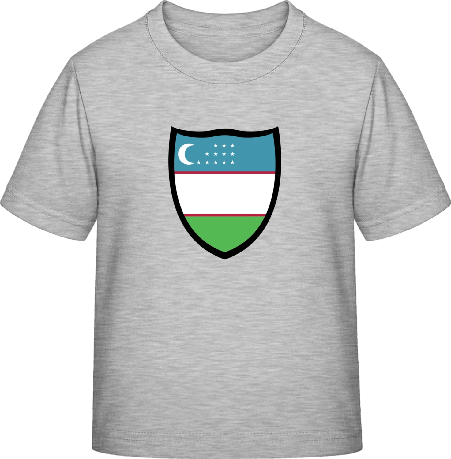 Uzbekistan Flag Shield - Sky Grey Exact 190 Kids - Front