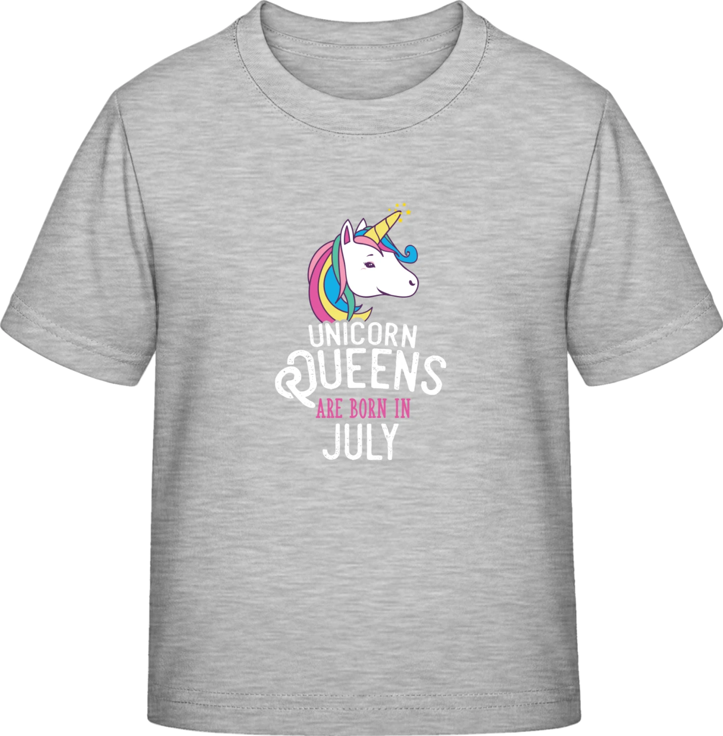 Unicorn Queens Are Born In July - Sky Grey Exact 190 Kids - Front