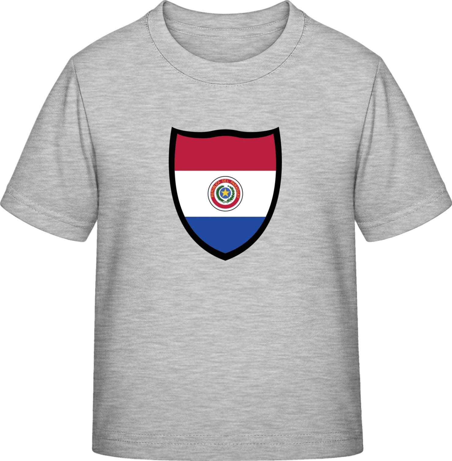 Paraguay Flag Shield - Sky Grey Exact 190 Kids - Front