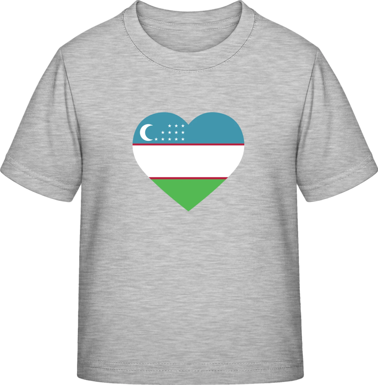 Uzbekistan Heart Flag - Sky Grey Exact 190 Kids - Front