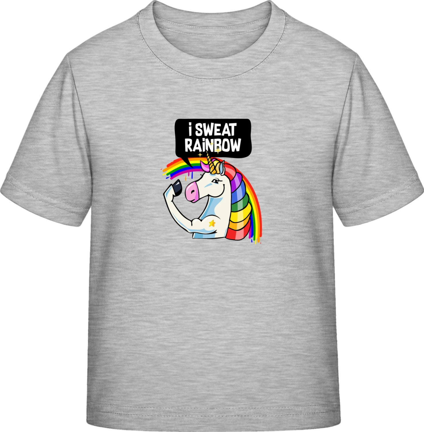 I Sweat Rainbow Unicorn - Sky Grey Exact 190 Kids - Front