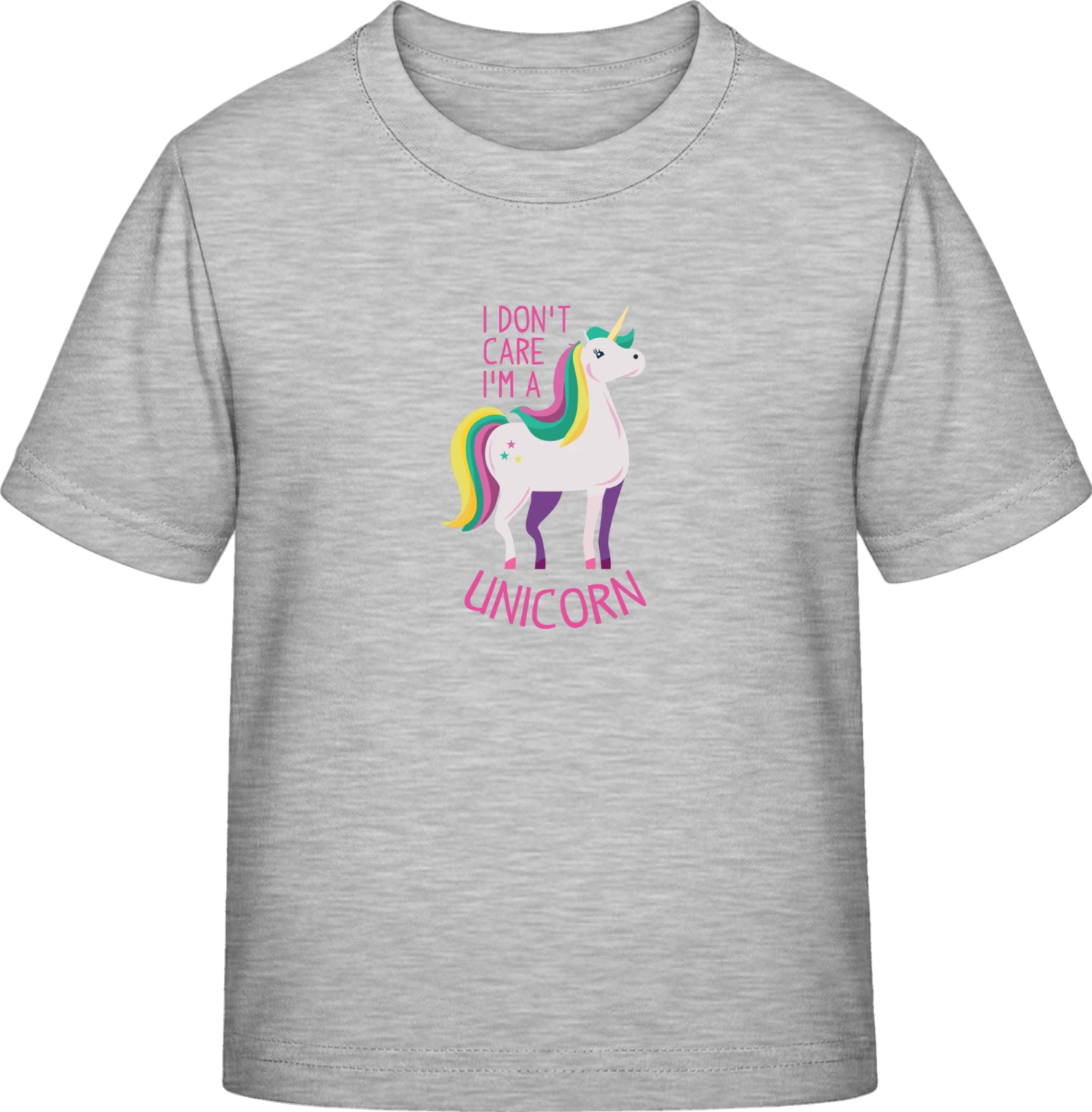 I Don´t Care I´m A Unicorn Pink - Sky Grey Exact 190 Kids - Front