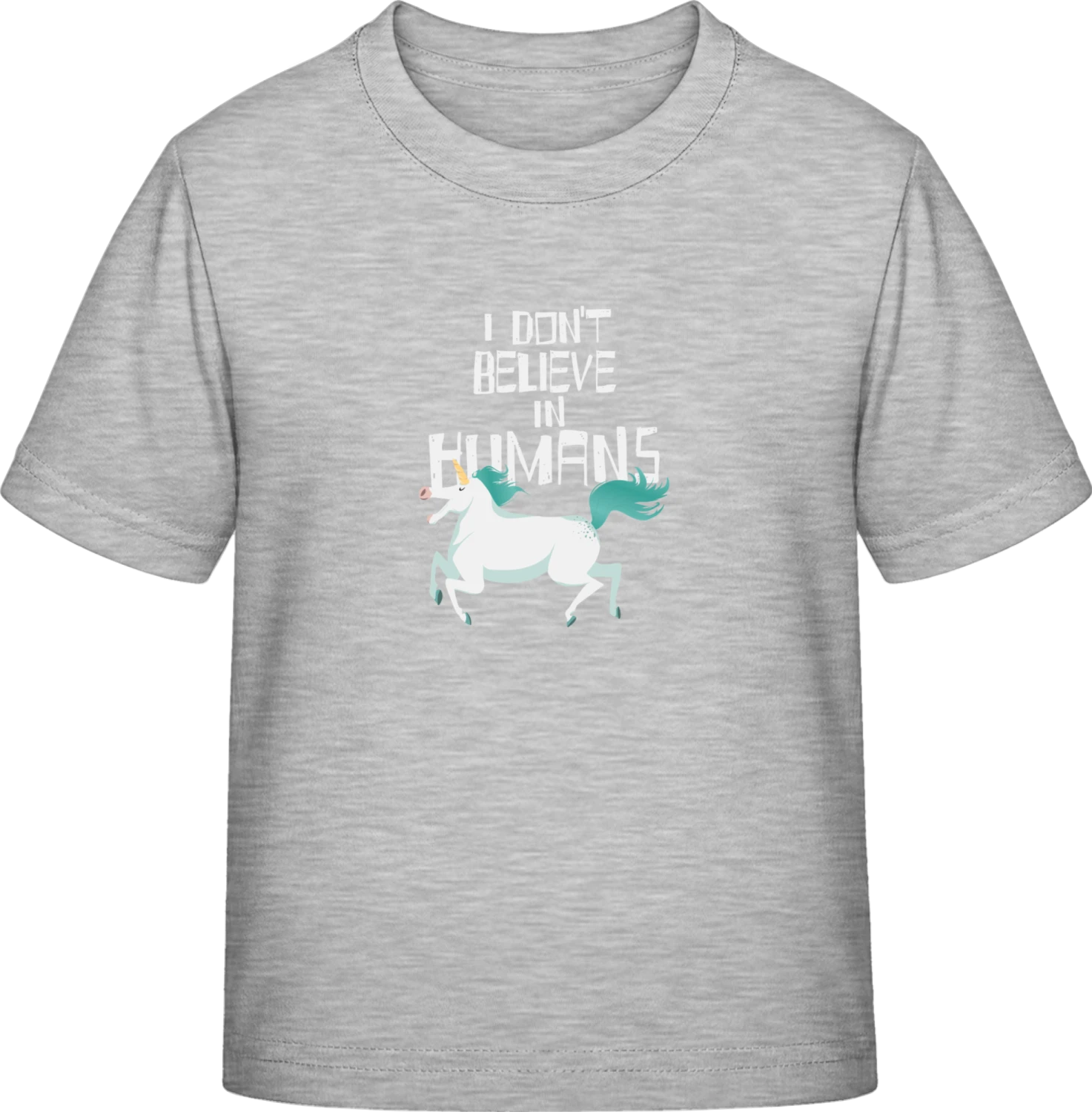 I Don't Believe In Humans Unicorn - Sky Grey Exact 190 Kids - Front