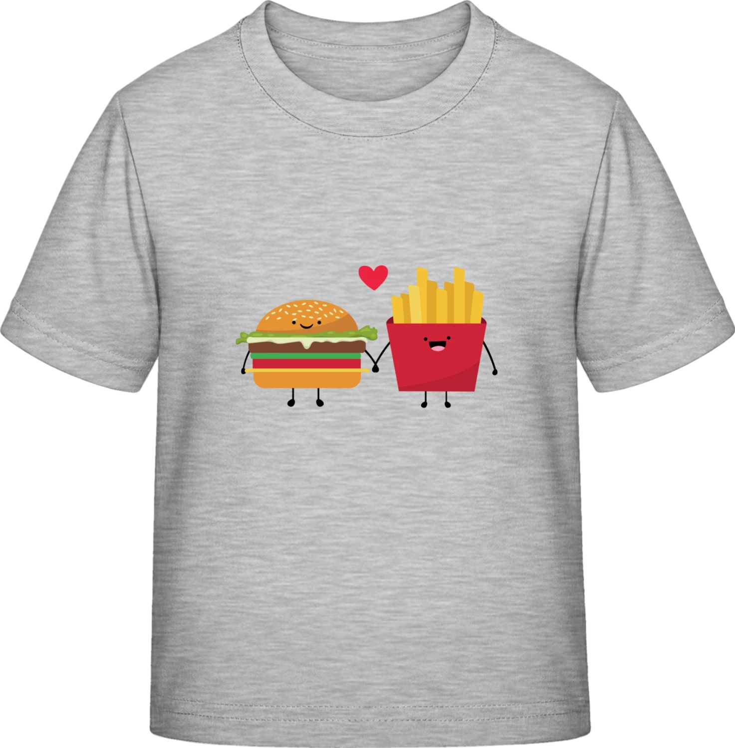 Hamburger And French Fries In Love - Sky Grey Exact 190 Kids - Front