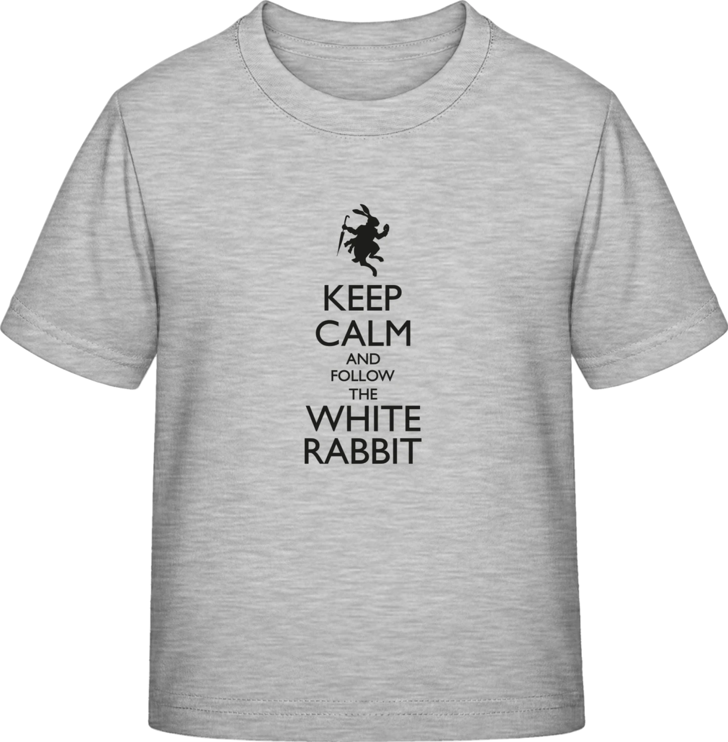 Keep Calm And Follow The White Rabbit - Sky Grey Exact 190 Kids - Front