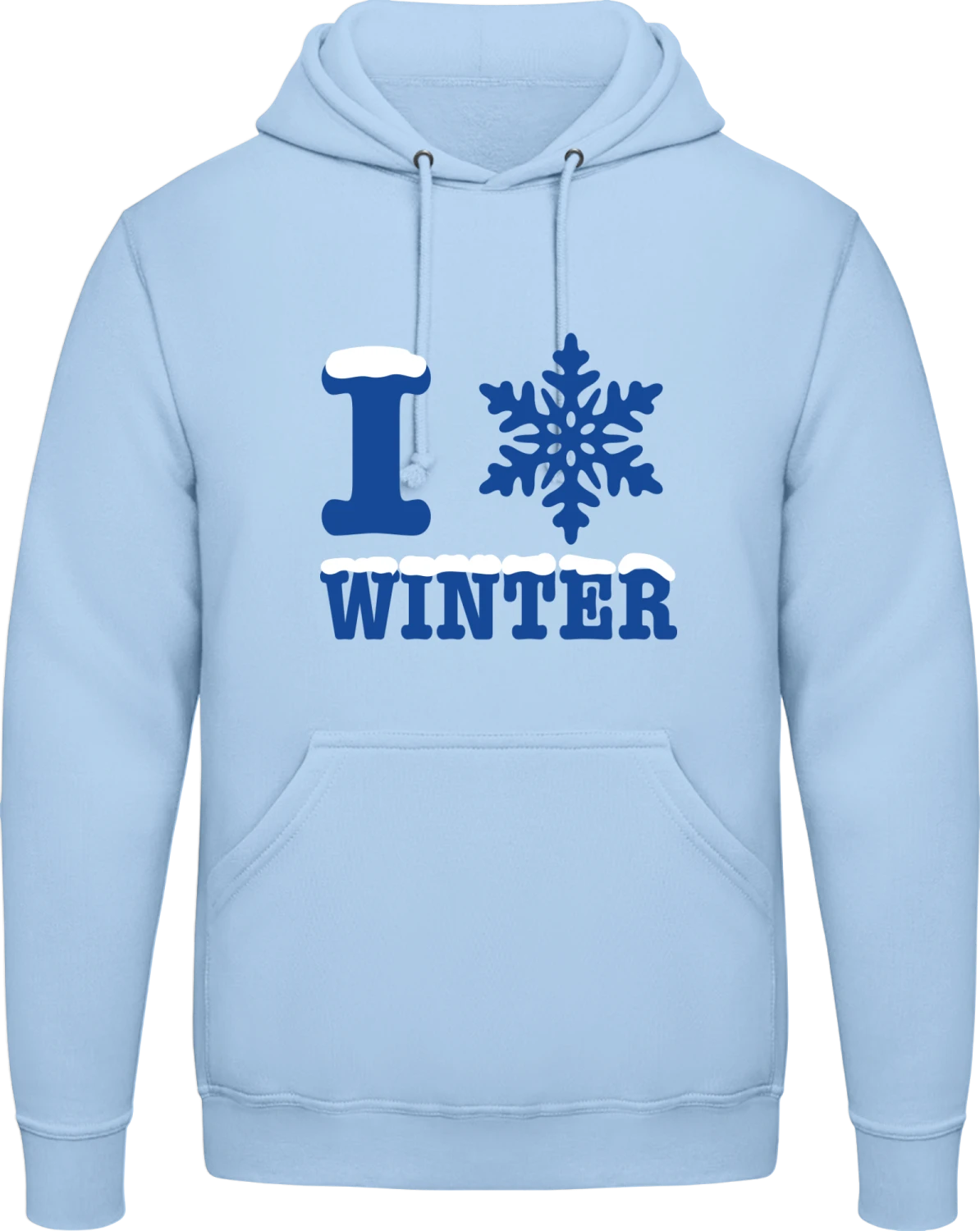 I Love Winter - Sky Blue AWDis man hoodie - Front