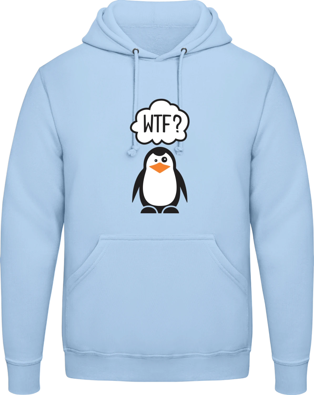 WTF Penguin - Sky Blue AWDis man hoodie - Front