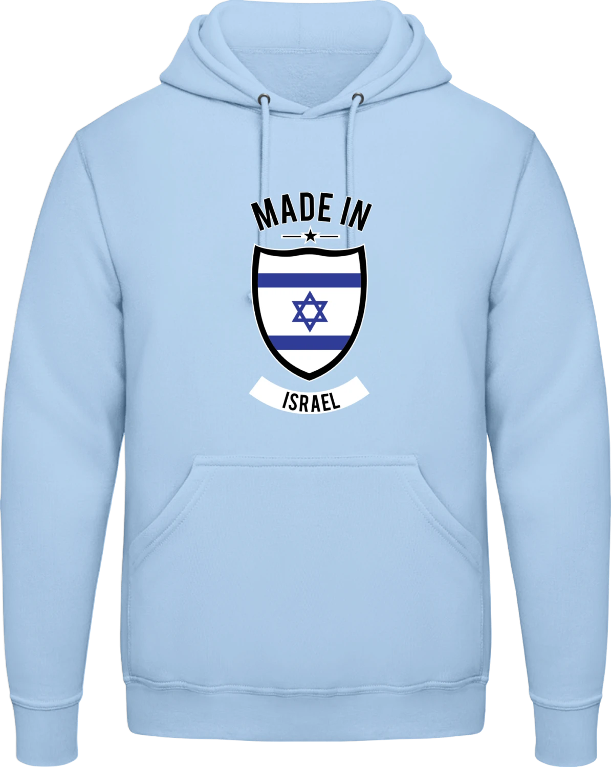 Made in Israel - Sky Blue AWDis man hoodie - Front