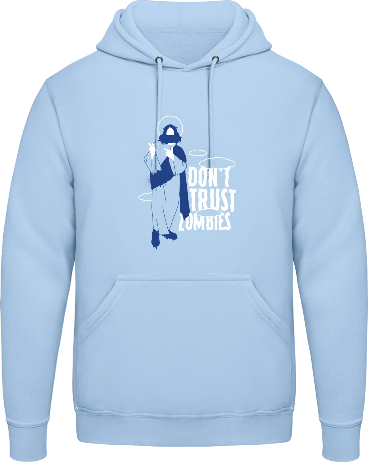 Dont Trust Zombies - Sky Blue AWDis man hoodie - Front