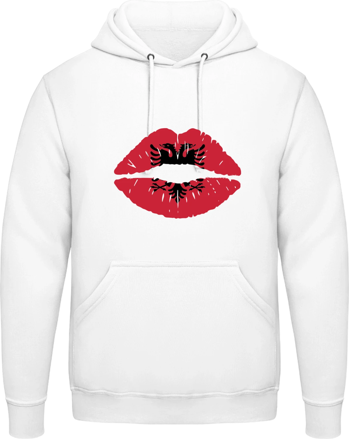 Albanian Kiss Flag - Arctic white AWDis man hoodie - Front