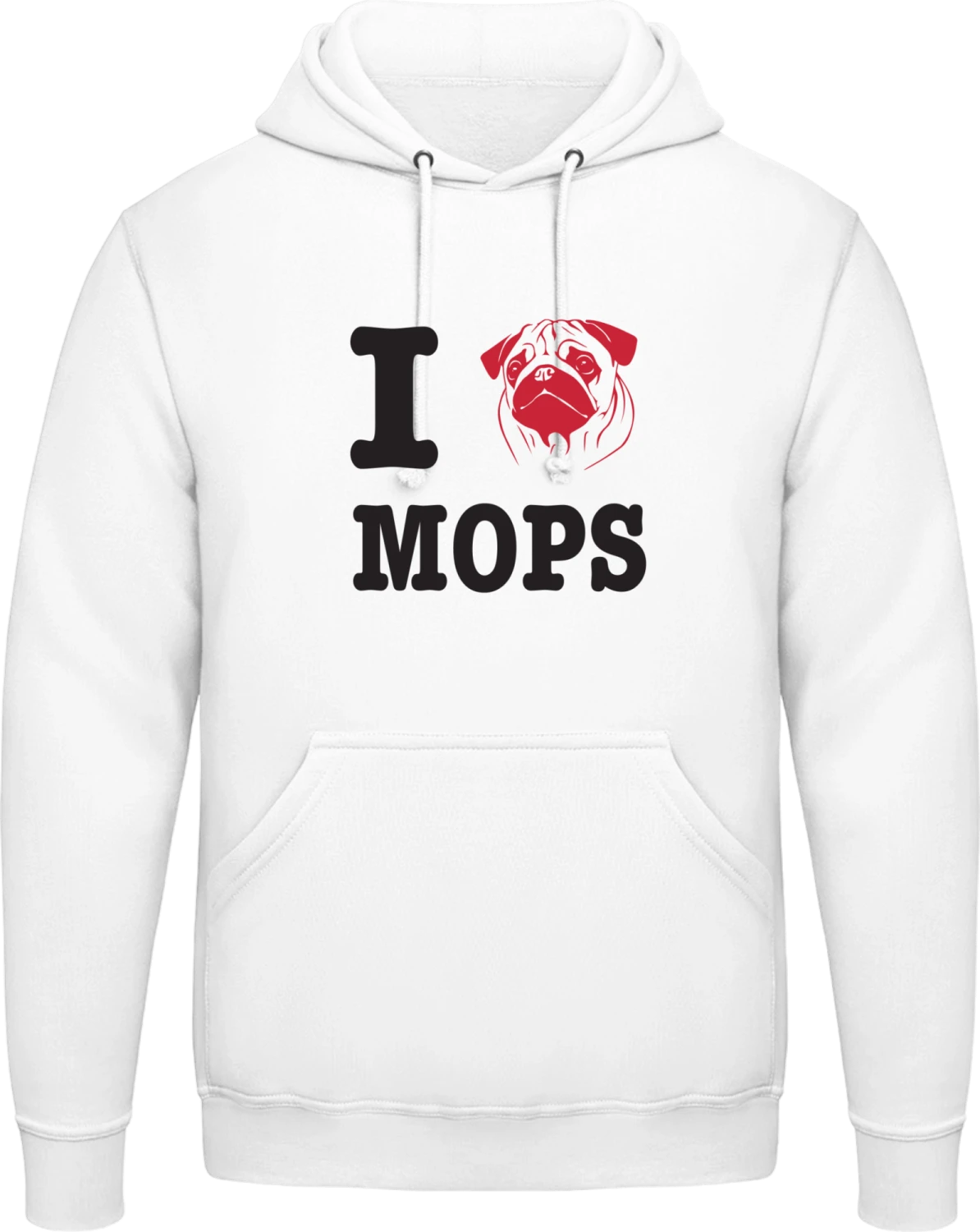 I Love Mops - Arctic white AWDis man hoodie - Front