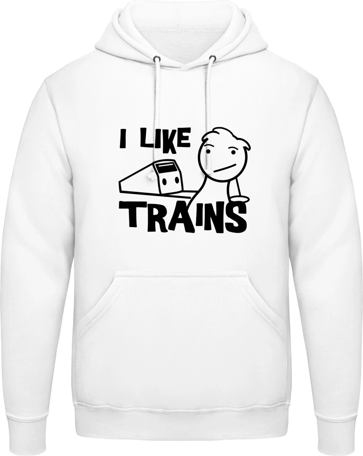 I Like Trains Meme - Arctic white AWDis man hoodie - Front