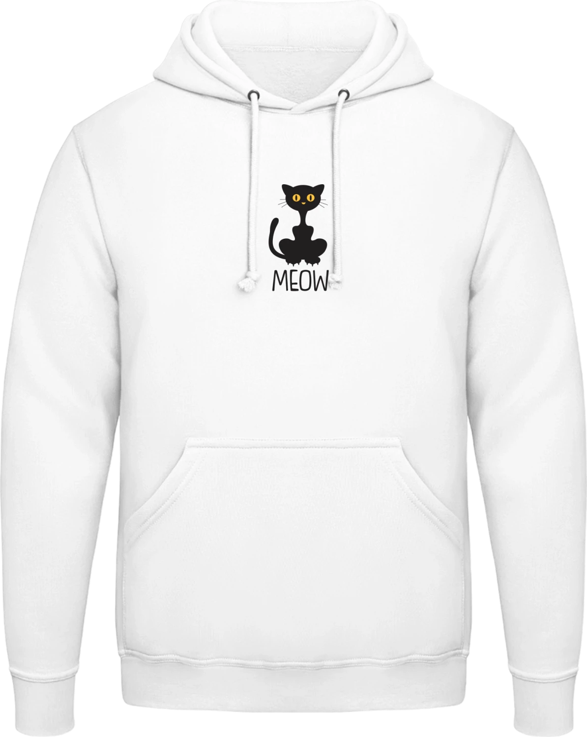 Black Cat Meow - Arctic white AWDis man hoodie - Front